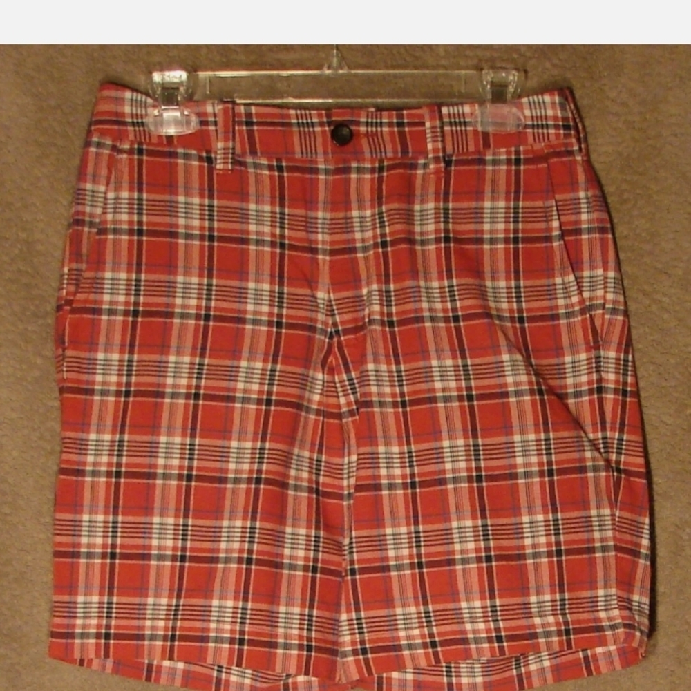 Chaps Red and White Flat Front Shorts